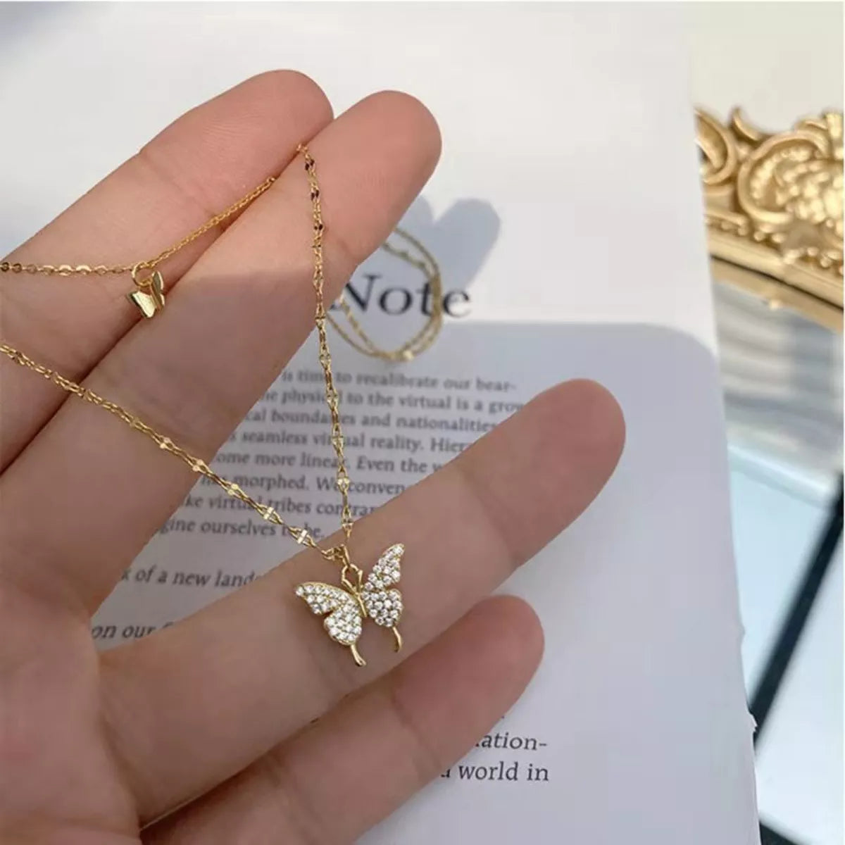 Double Layered Butterfly Necklace - Girly Tea
