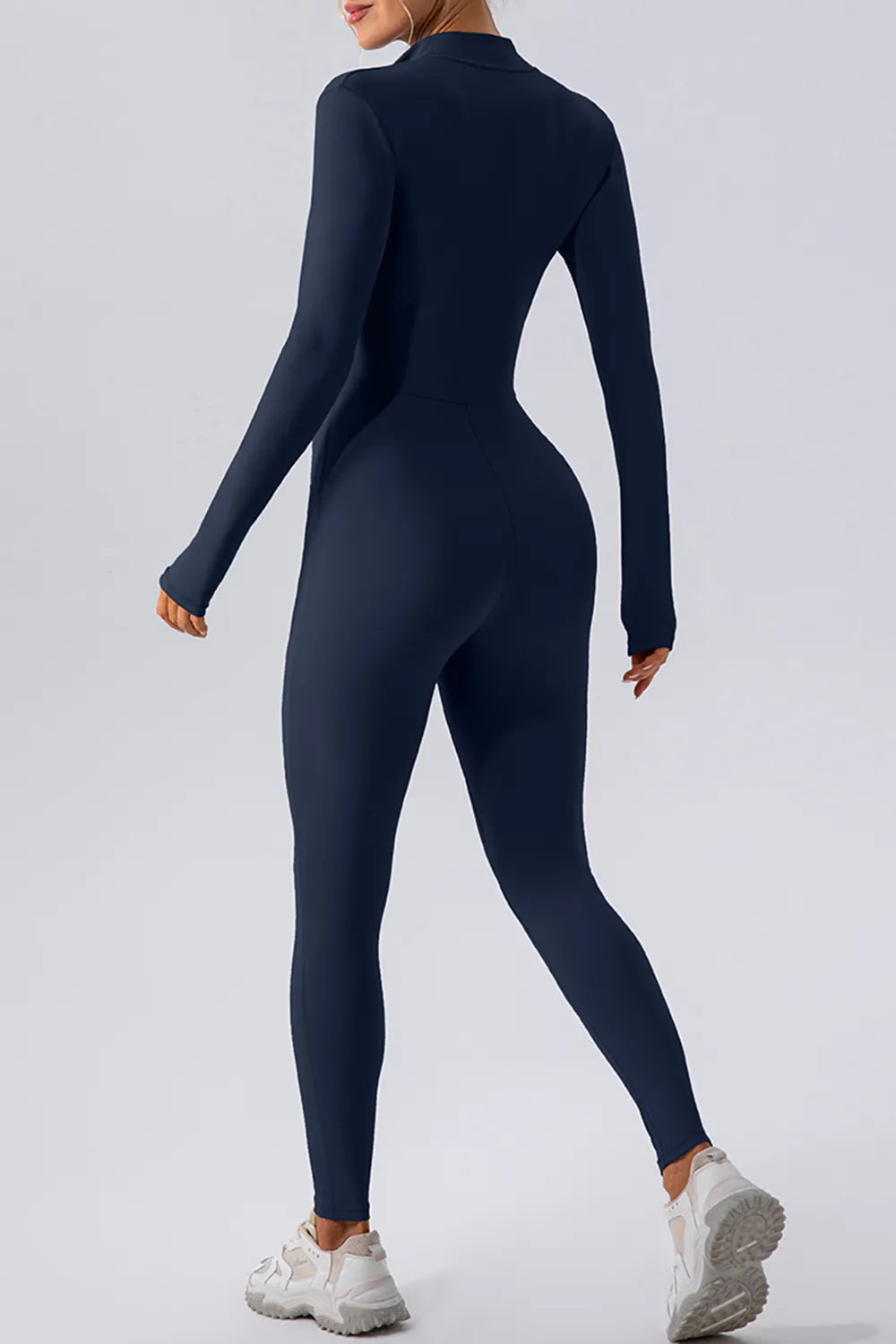 Half Zip Mock Neck Active Jumpsuit - Girly Tea