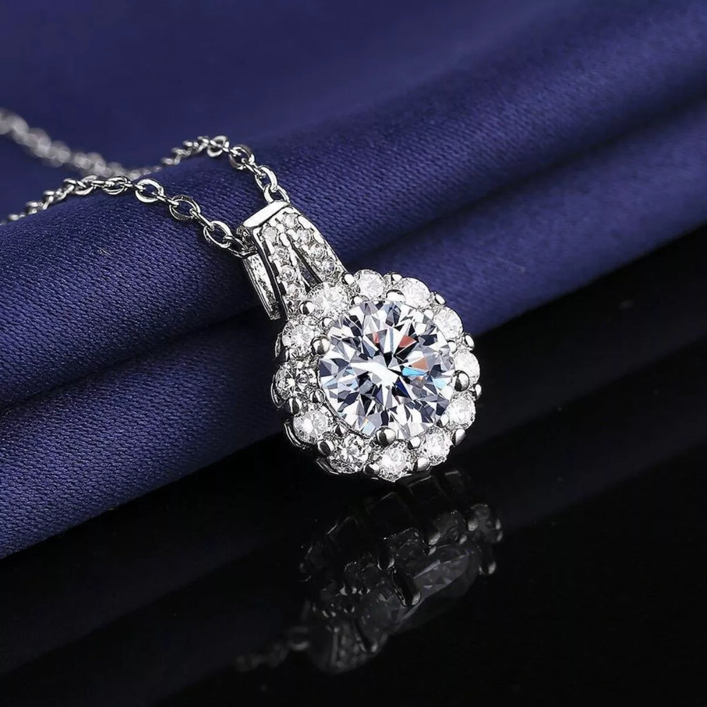 2 Carat Moissanite 925 Sterling Silver Necklace - Girly Tea
