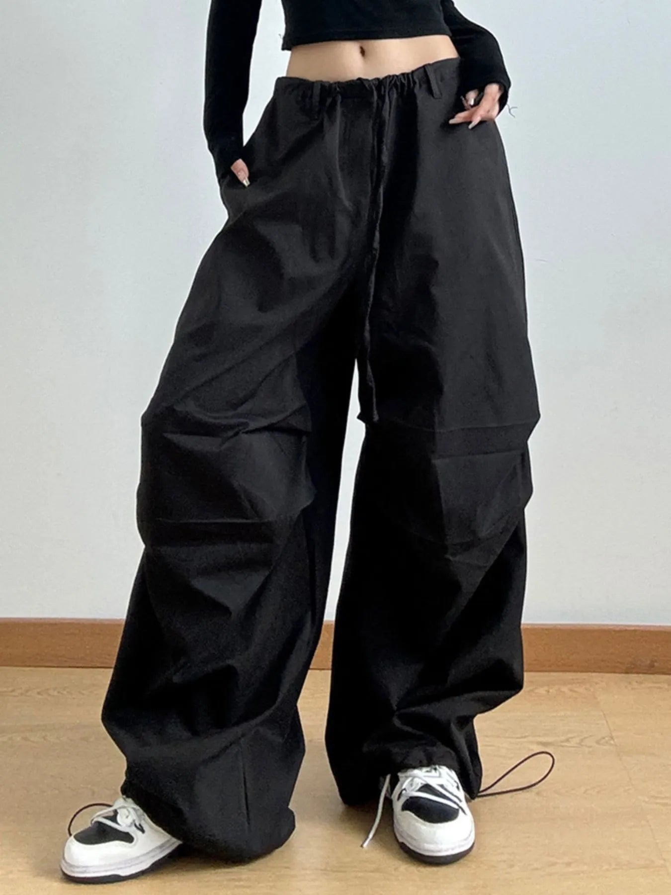 Wide Leg Casual Drawstring Pants - Girly Tea
