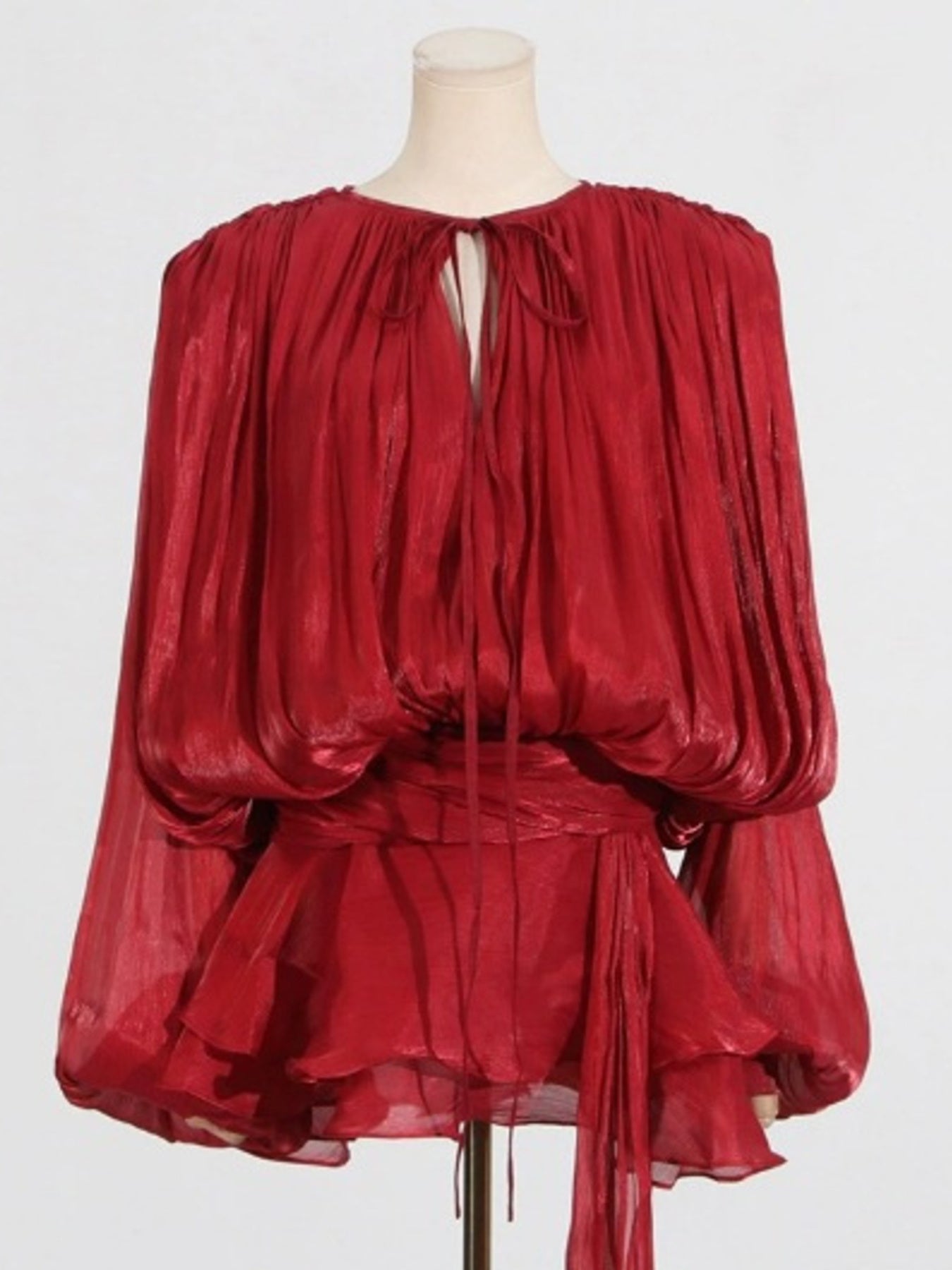 Tie Front Balloon Sleeve Top and Skirt Set - Girly Tea