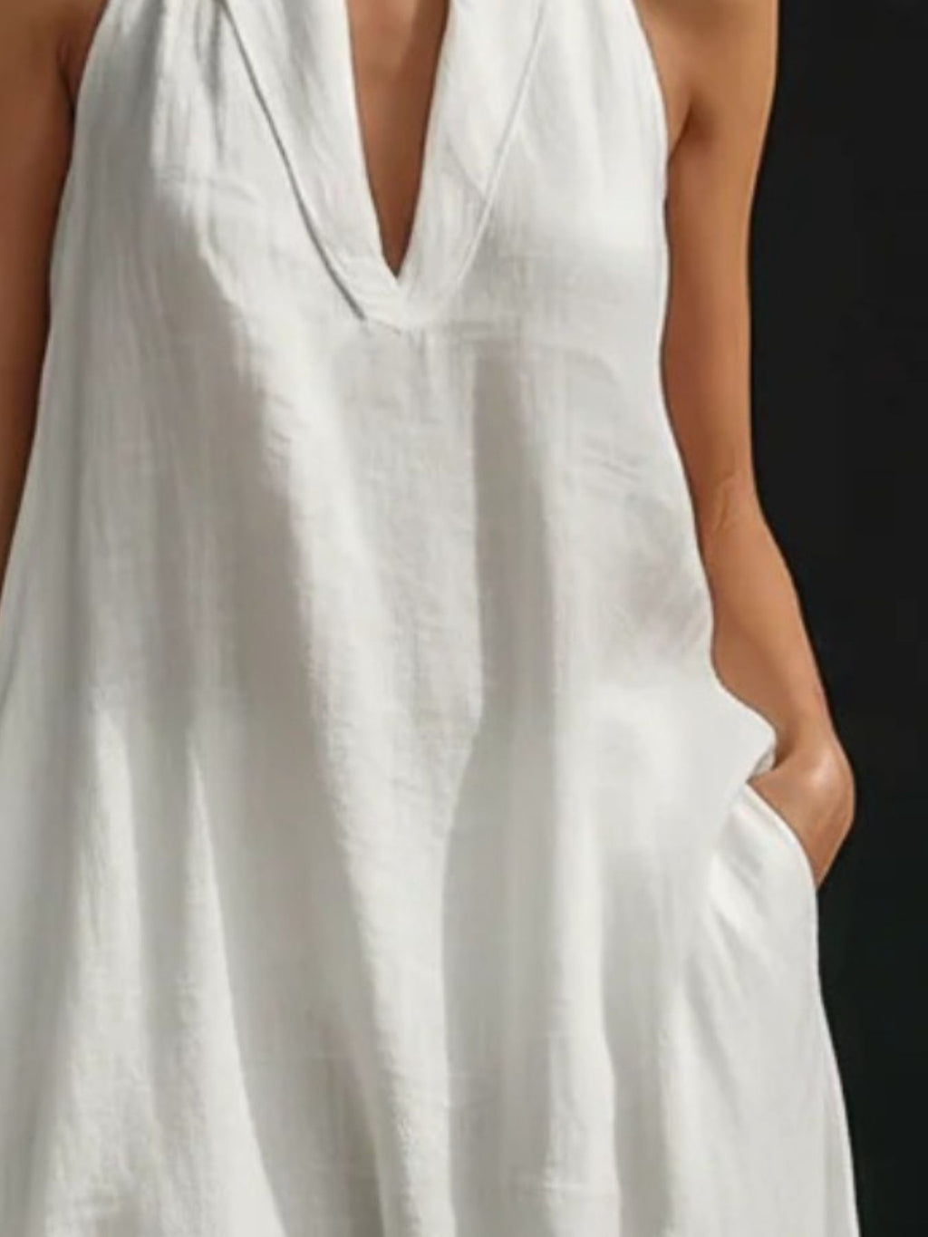 Halter Neck Maxi Dress with Pockets - Girly Tea