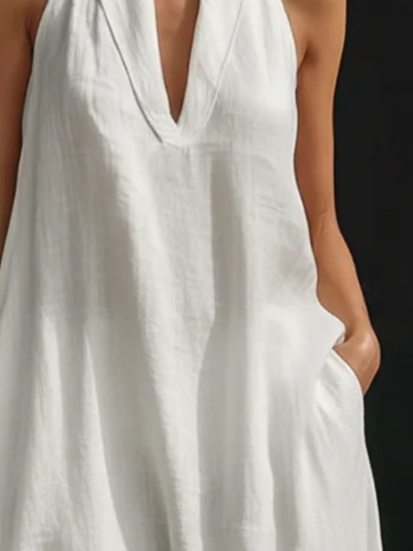 Halter Neck Maxi Dress with Pockets - Girly Tea
