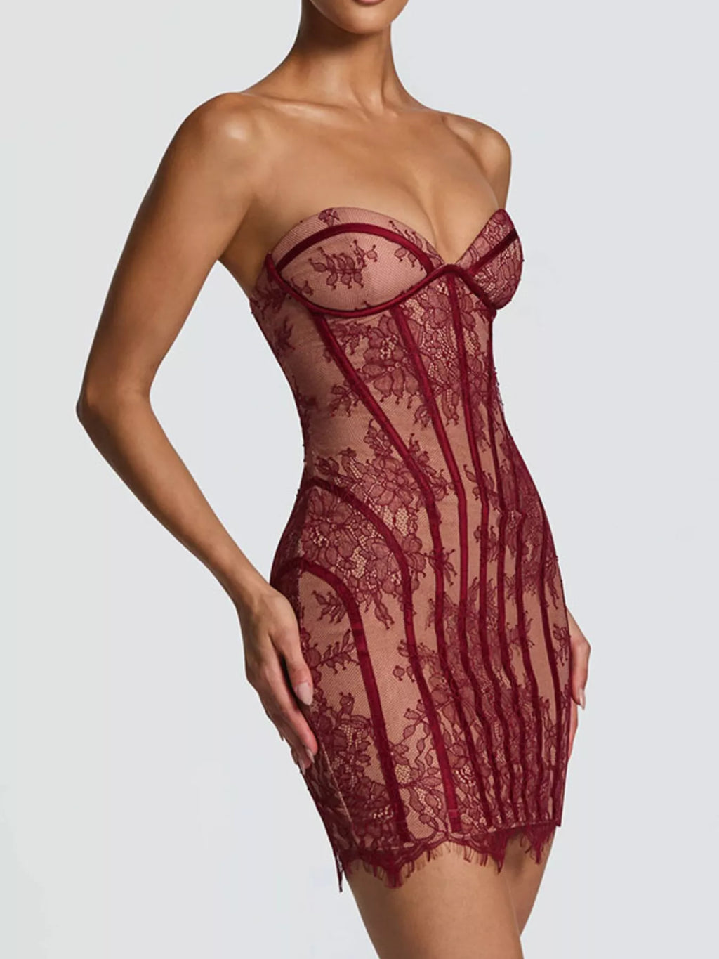 Lace Detail Tube Mini Dress - Girly Tea