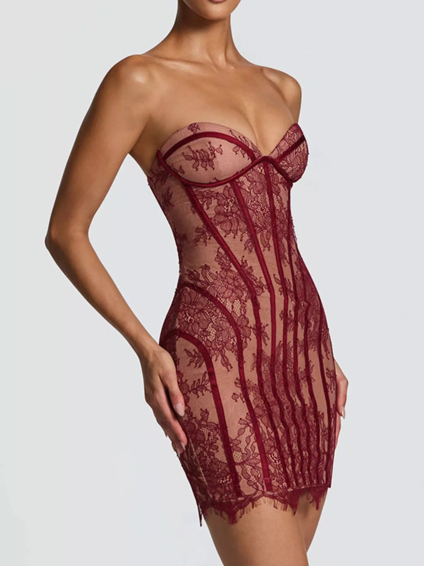 Lace Detail Tube Mini Dress - Girly Tea
