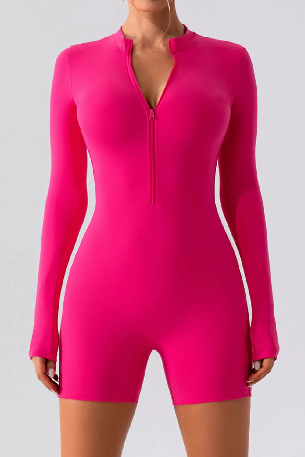 Half Zip Long Sleeve Active Romper - Girly Tea