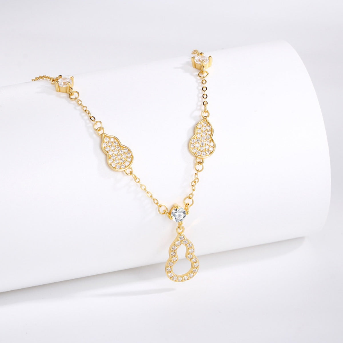 925 Sterling Silver Zircon Gourd Necklace - Girly Tea