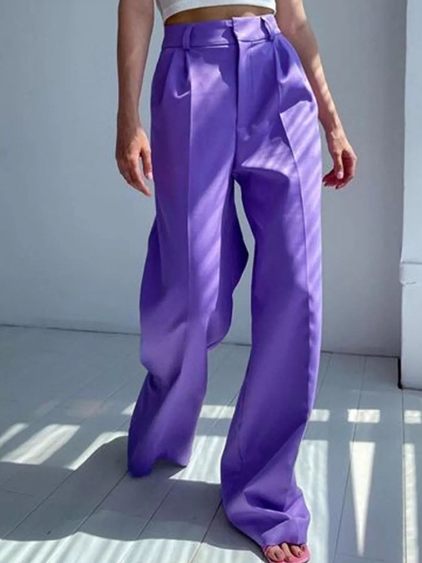 Wide Leg Pleated Pants - Girly Tea