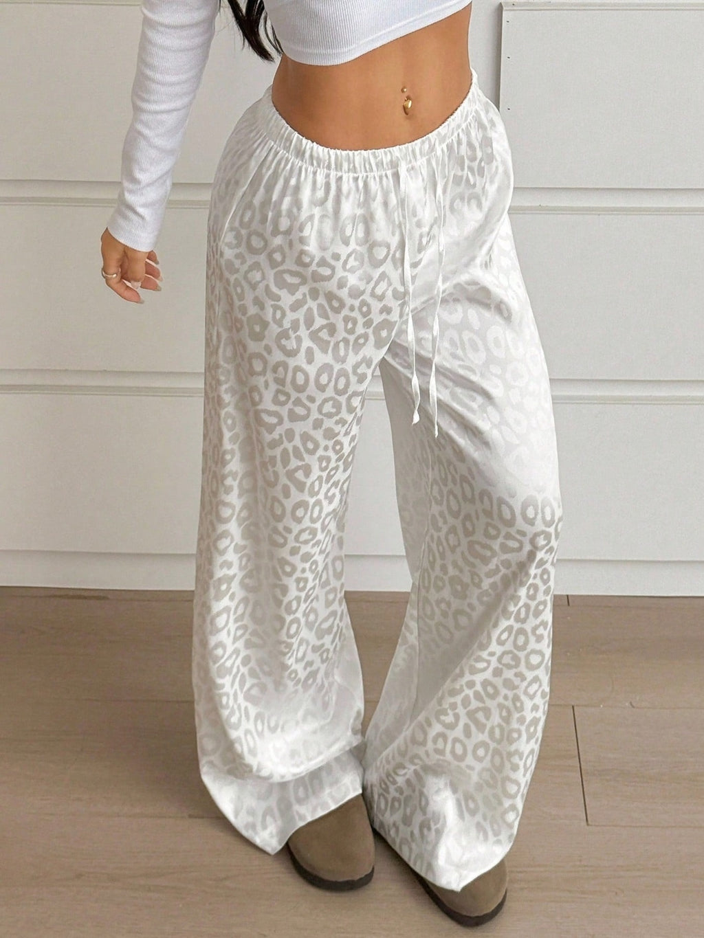 Leopard Print Wide Leg Pants - Girly Tea