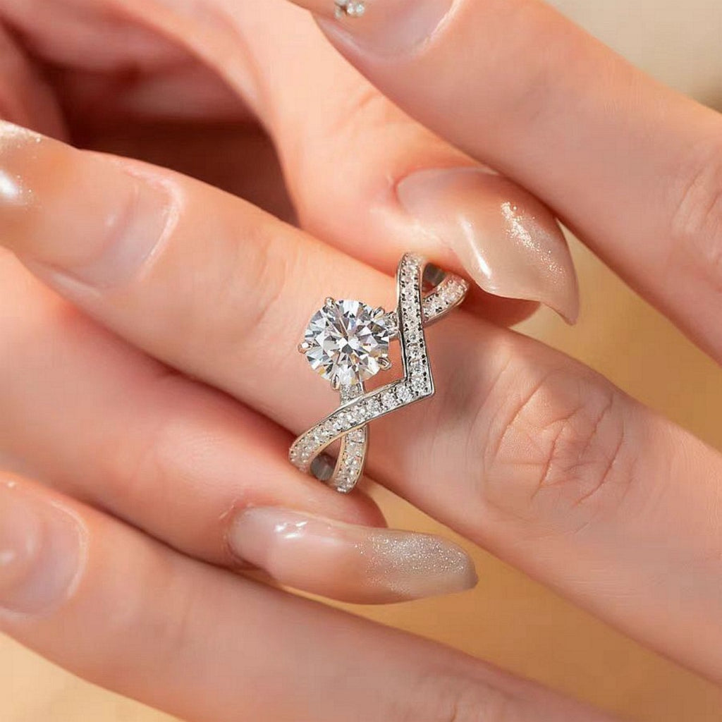 1 Carat Moissanite 925 Sterling Silver Ring - Girly Tea