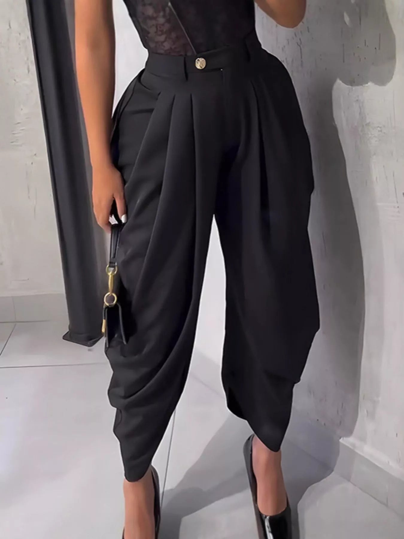 High-Waisted Wide Leg Pleated Pants - Girly Tea