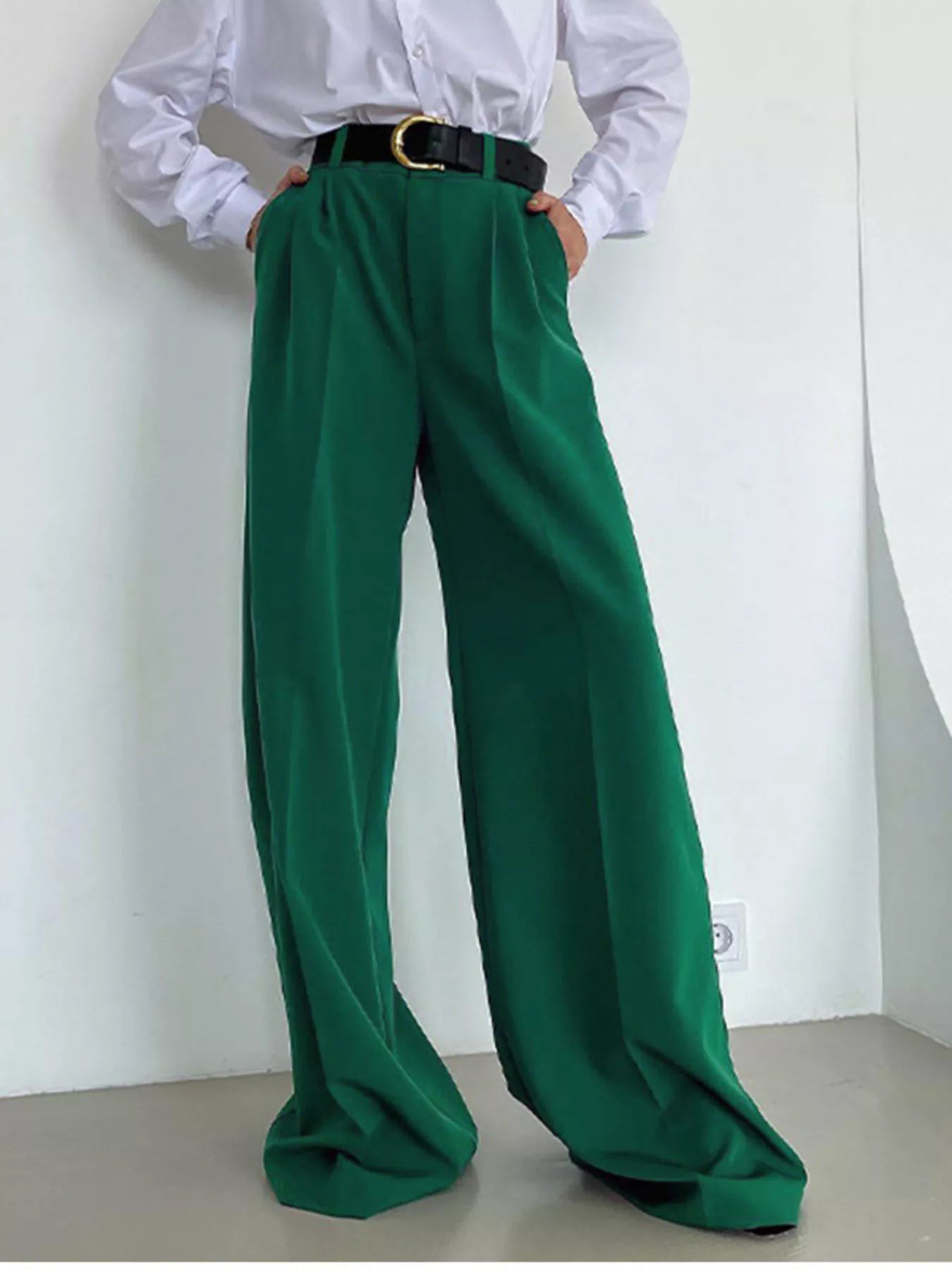 Wide Leg Pleated Pants - Girly Tea