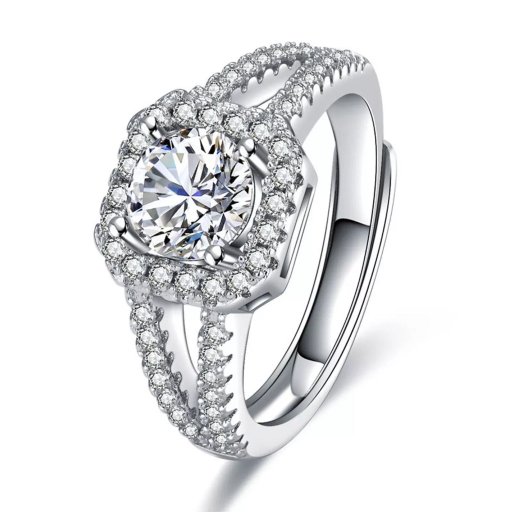 1 Carat Moissanite 925 Sterling Silver Ring - Girly Tea