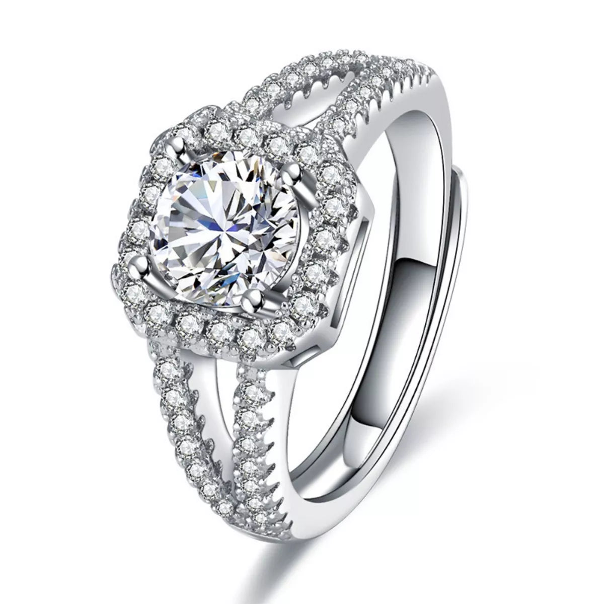 1 Carat Moissanite 925 Sterling Silver Ring - Girly Tea