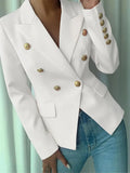 Decor Button Lapel Collar Blazer - Girly Tea