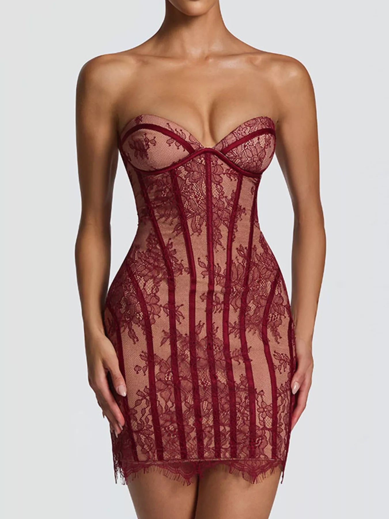 Lace Detail Tube Mini Dress - Girly Tea