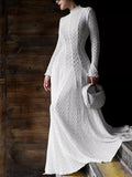 Lace Mock Neck Long Sleeve Maxi Dress - Girly Tea