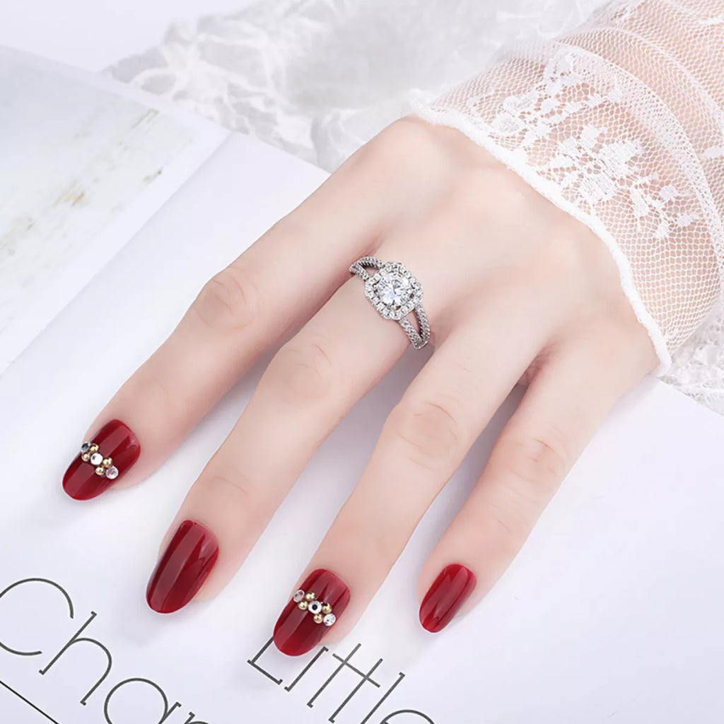 1 Carat Moissanite 925 Sterling Silver Ring - Girly Tea
