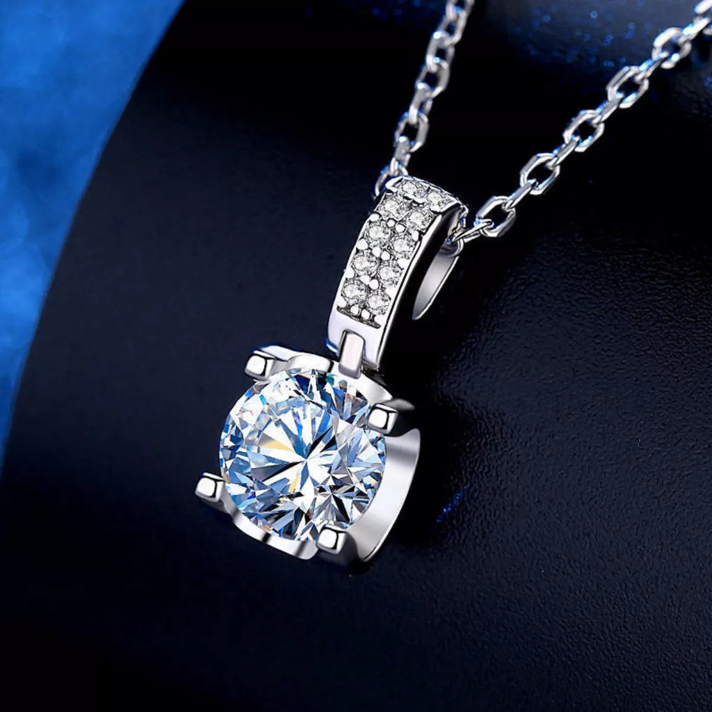1 Carat Moissanite 925 Sterling Silver Necklace - Girly Tea