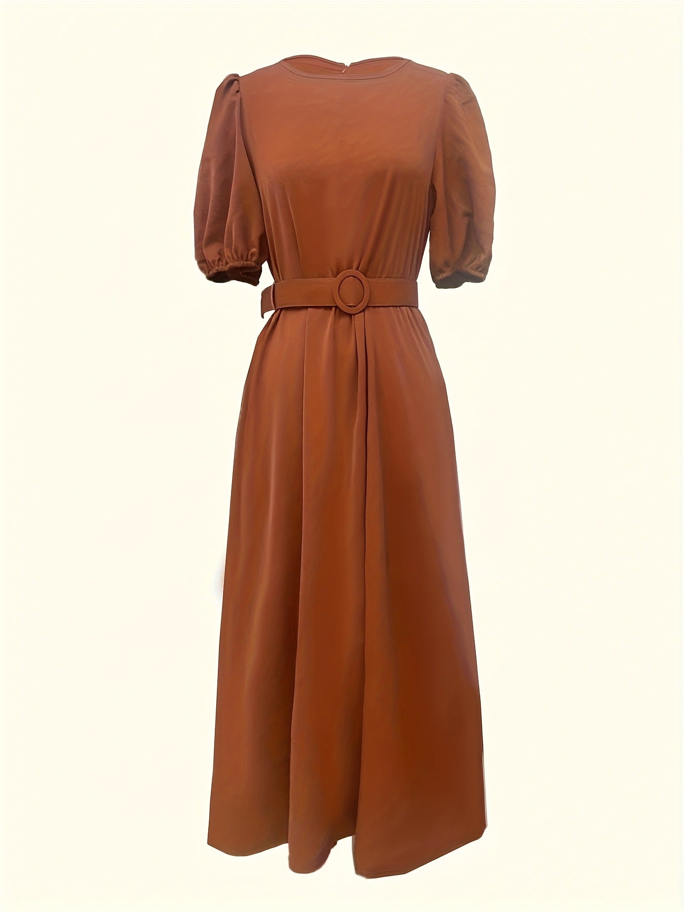 Belted Puff Sleeve Midi Dress - Girly Tea