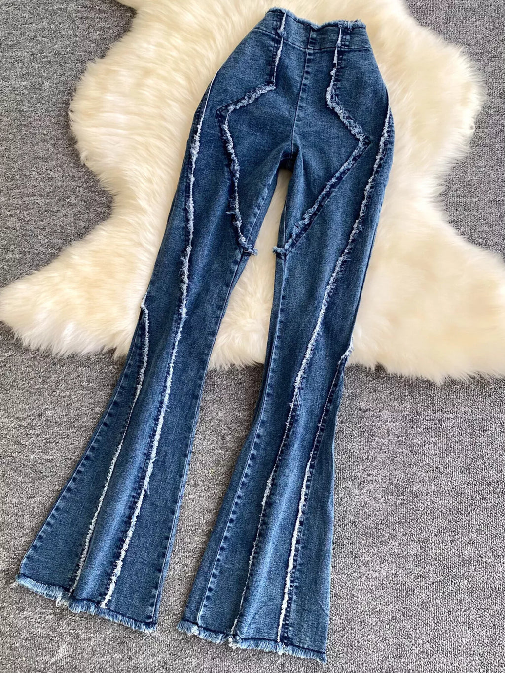 Raw Hem Denim Cami and Flare Jeans Set - Girly Tea