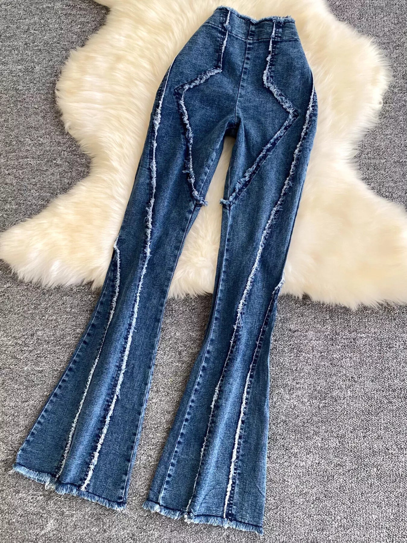 Raw Hem Denim Cami and Flare Jeans Set - Girly Tea