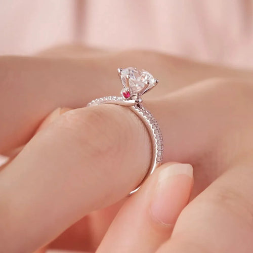 1 Carat 925 Sterling Silver Moissanite Ring - Girly Tea