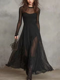 Sheer Mesh Maxi Dress Two-Piece Set - Girly Tea