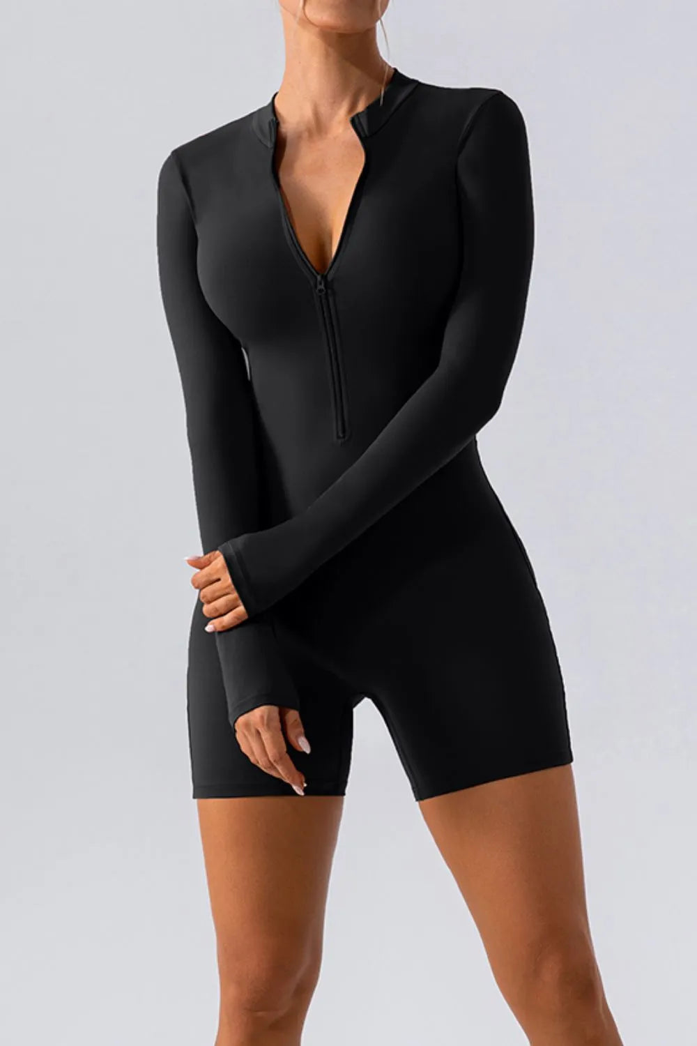 Half Zip Long Sleeve Active Romper - Girly Tea