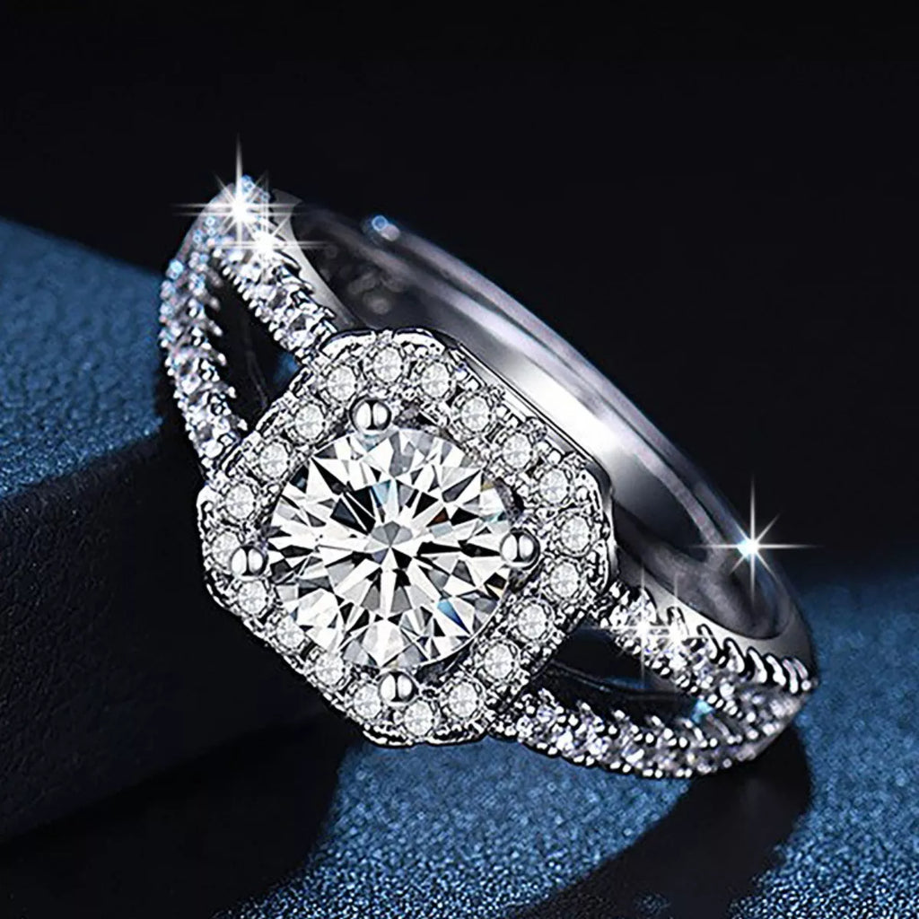1 Carat Moissanite 925 Sterling Silver Ring - Girly Tea