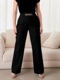 Plus Size Chain-Waist Wide-Leg Pants - Girly Tea