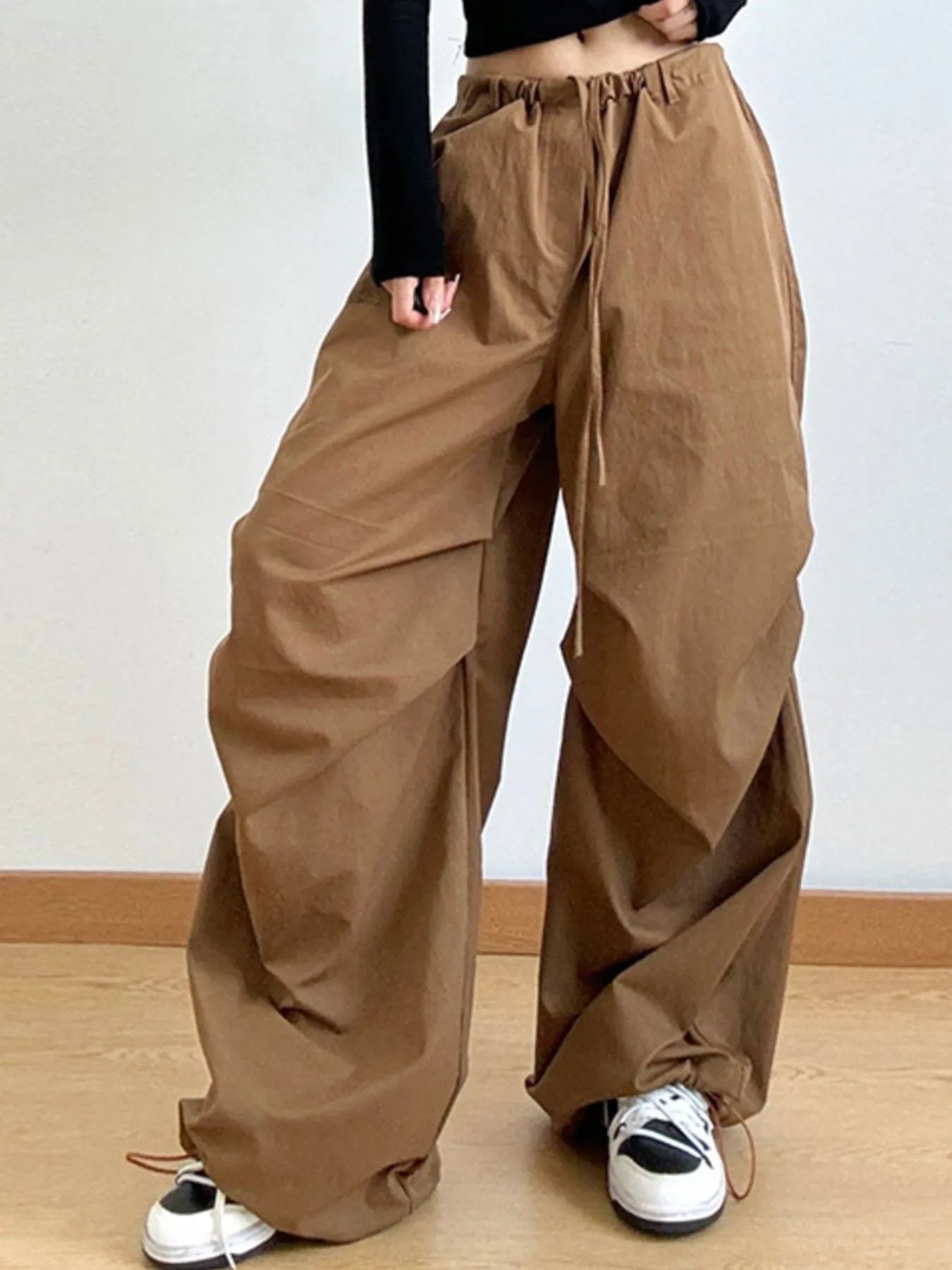 Wide Leg Casual Drawstring Pants - Girly Tea
