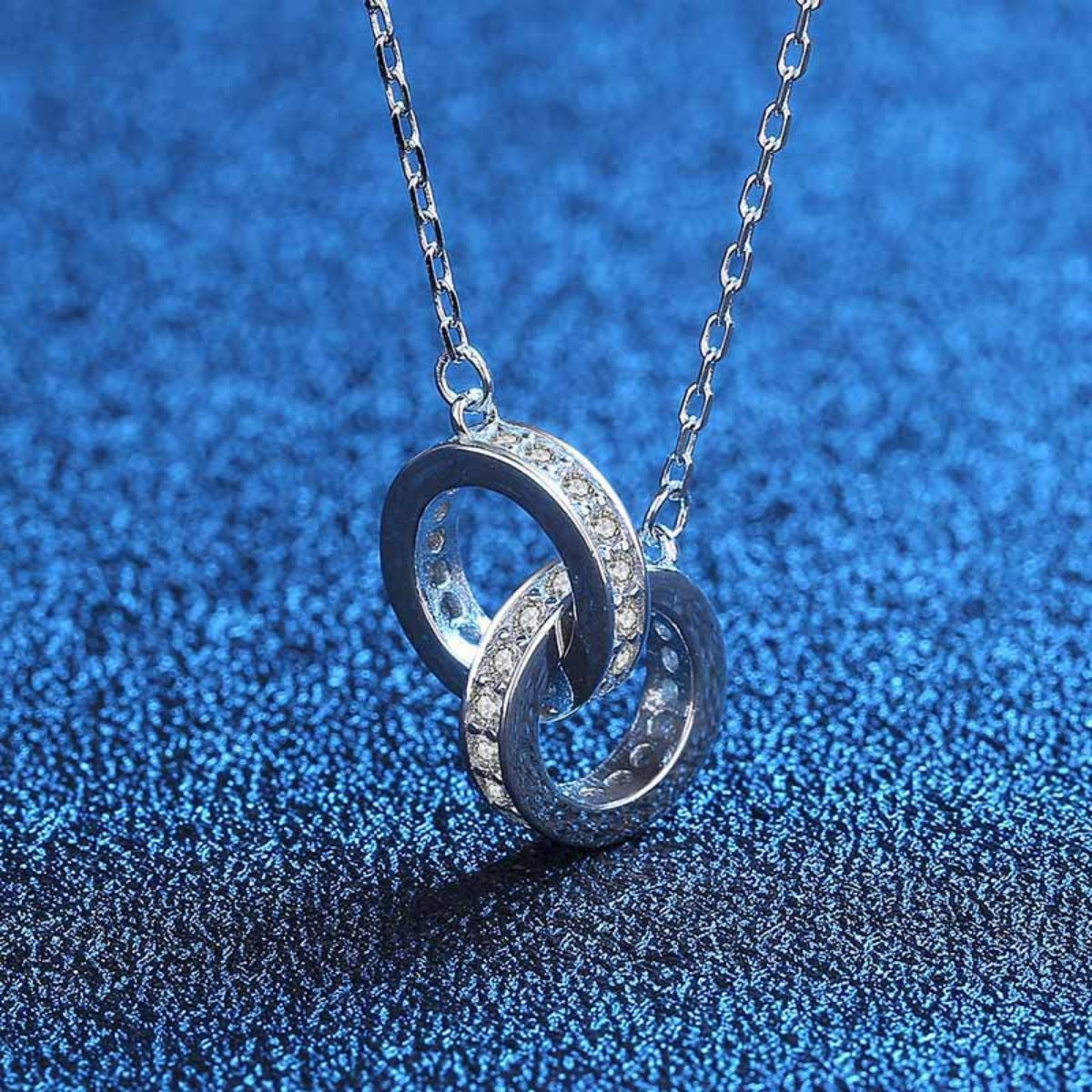 925 Sterling Silver Double Circle Pendant Necklace - Girly Tea