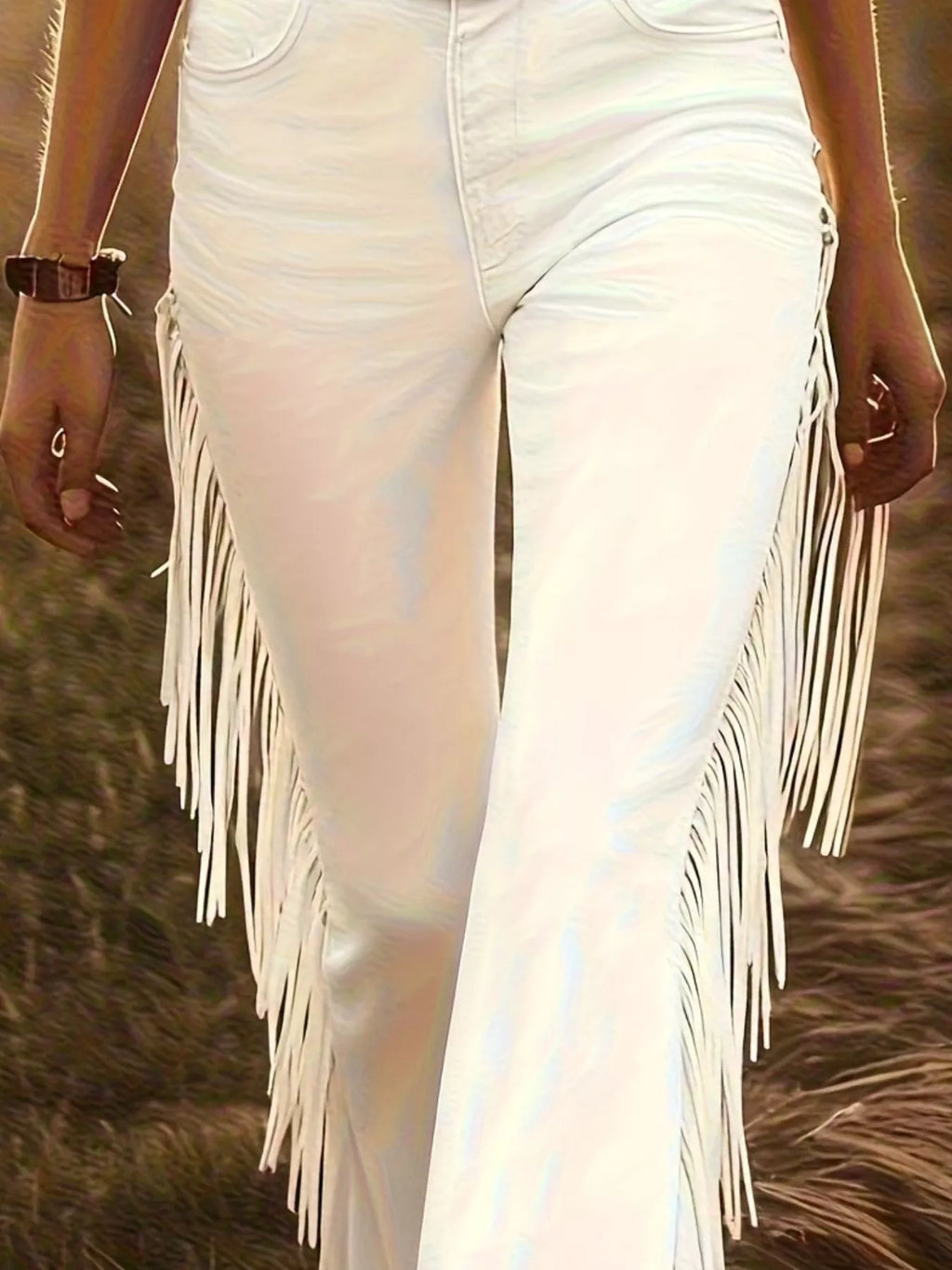 Fringe Trim Flare Pants - Girly Tea