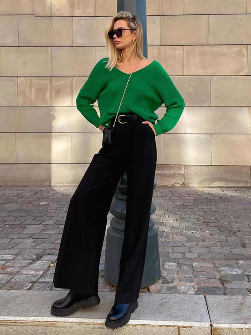 Wide Leg Pleated Pants - Girly Tea