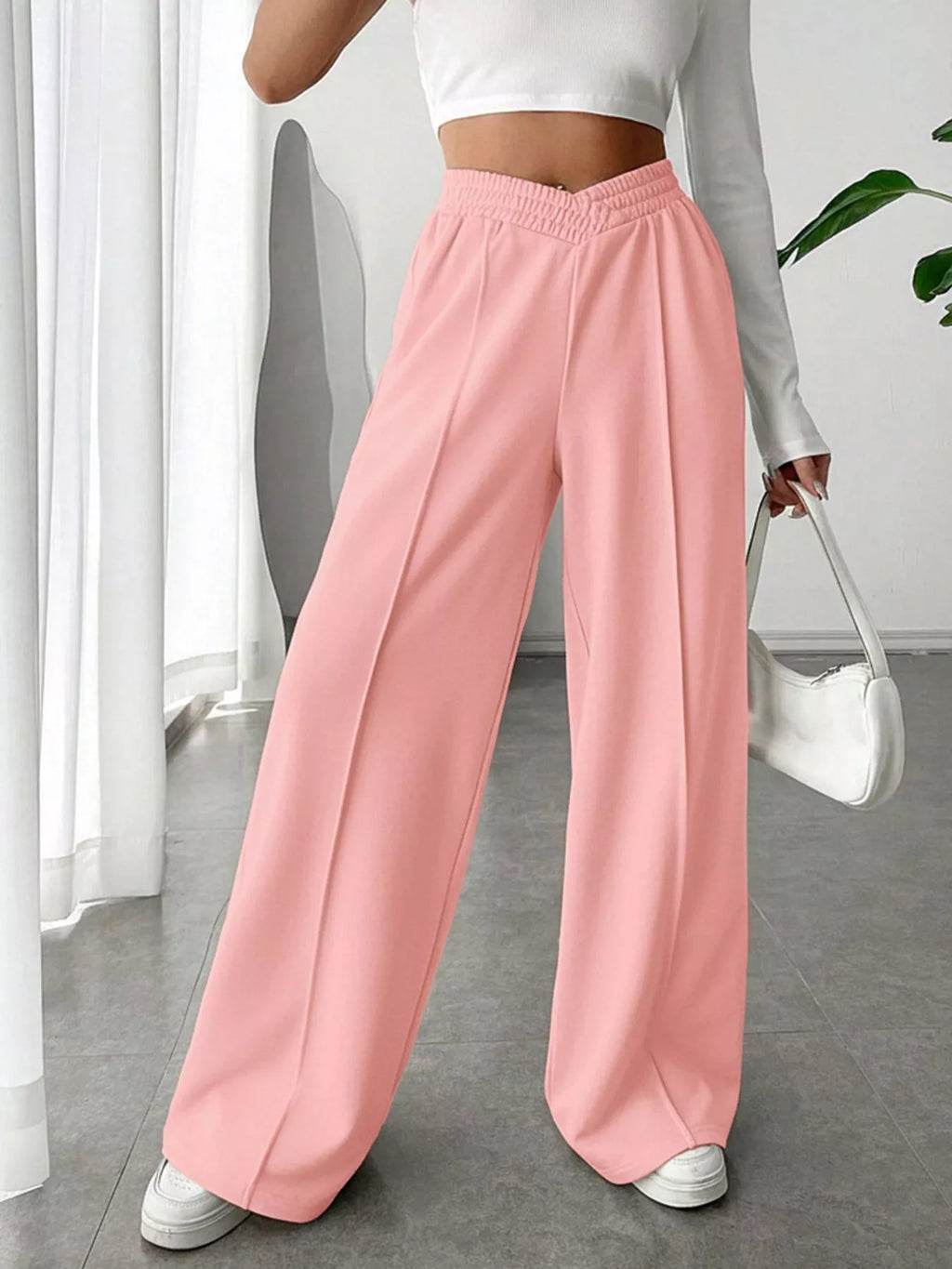 Wide Leg High Waist Pants - Girly Tea