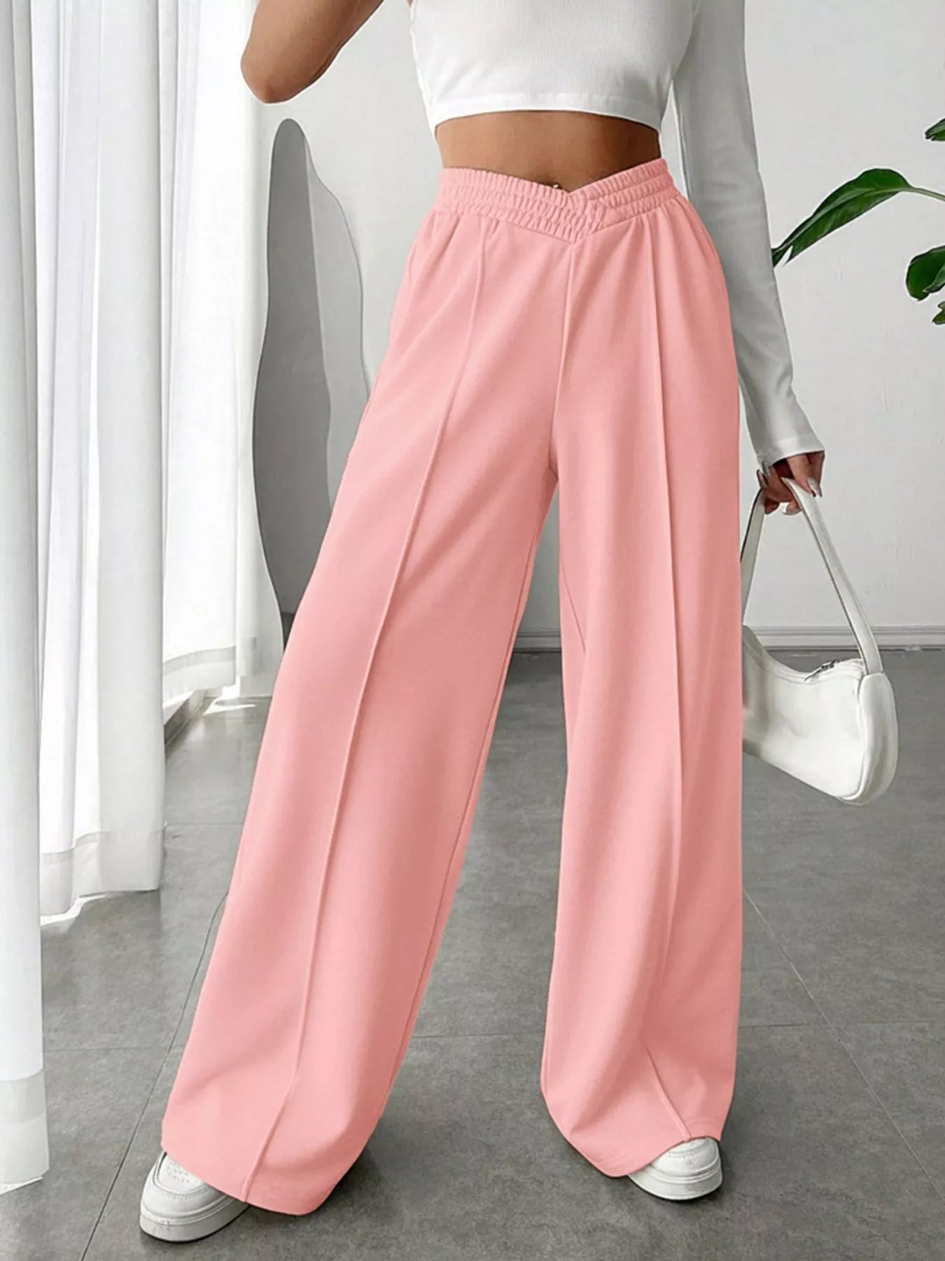 Wide Leg High Waist Pants - Girly Tea
