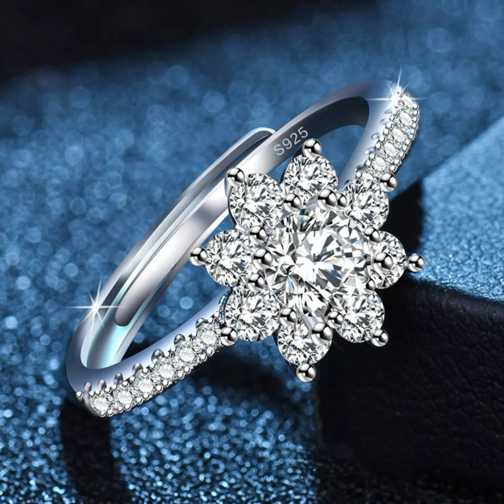 1 Carat Moissanite 925 Sterling Silver Ring - Girly Tea