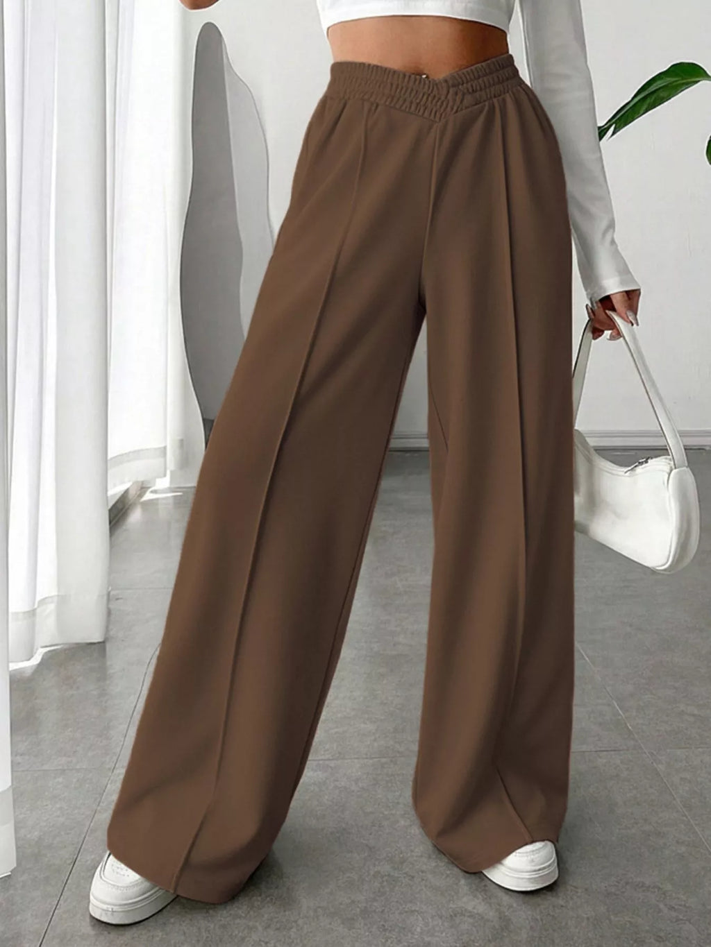 Wide Leg High Waist Pants - Girly Tea