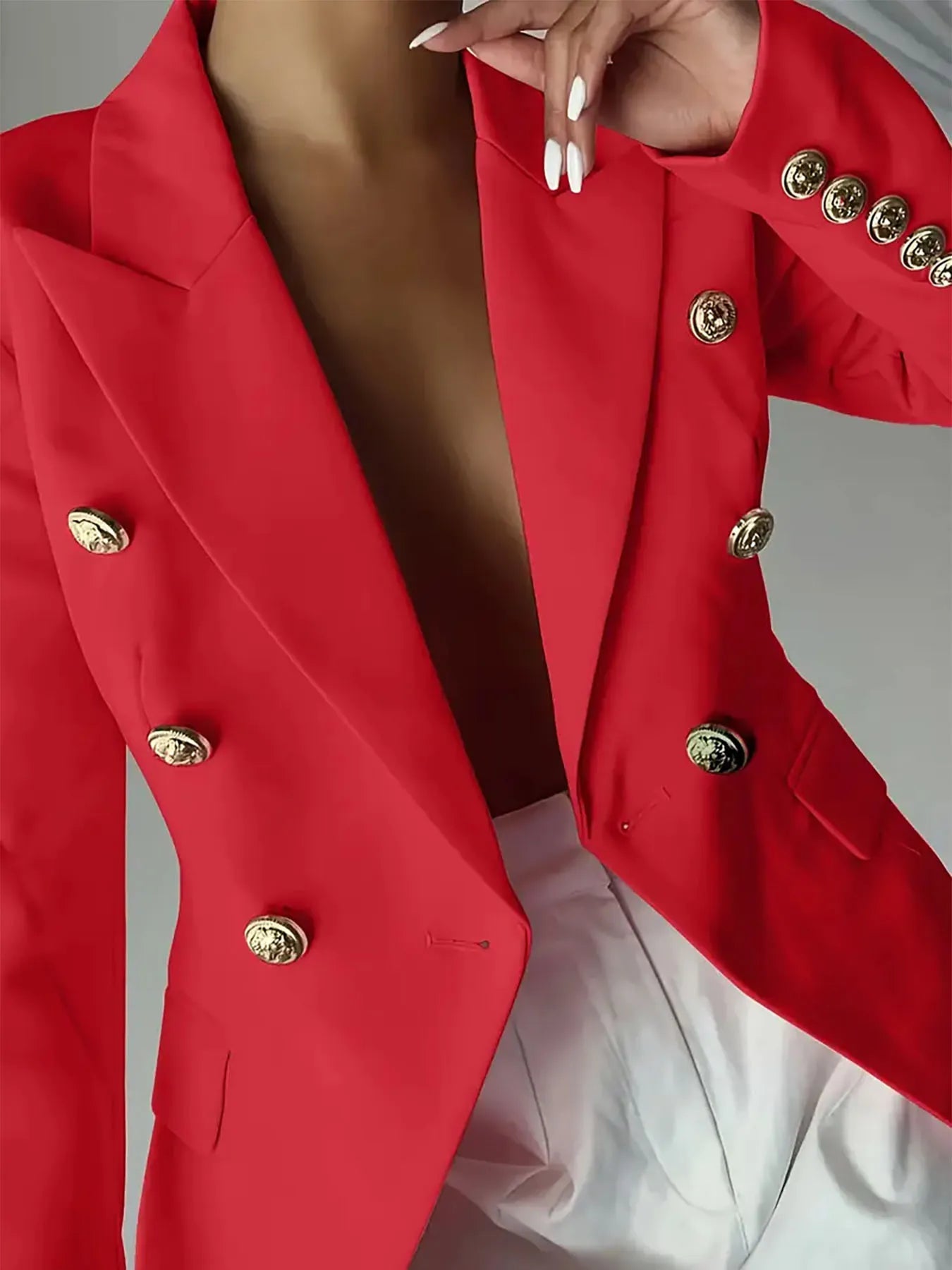 Decor Button Lapel Collar Blazer - Girly Tea