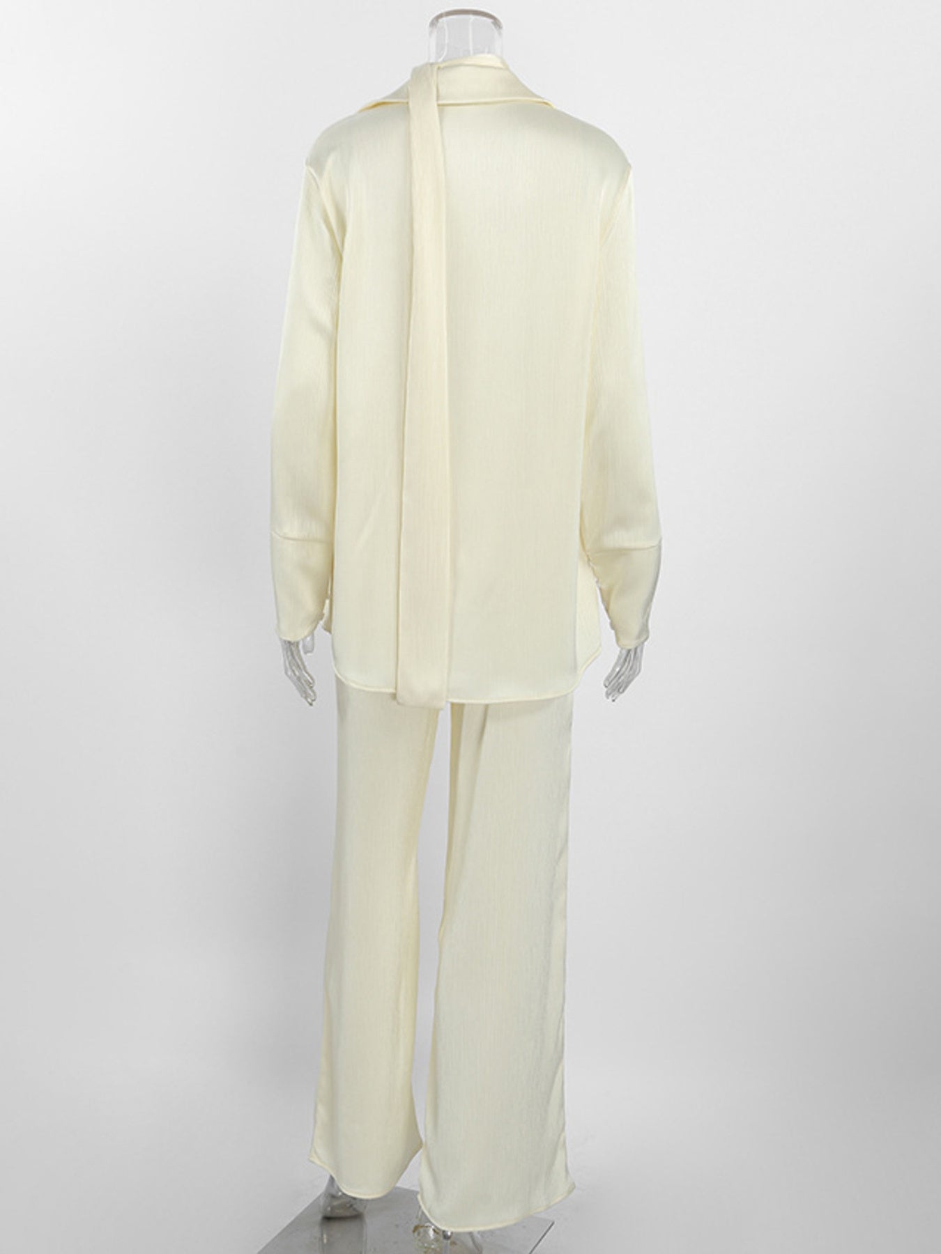 Texture Shirt and Wide-Leg Pants Set - Girly Tea