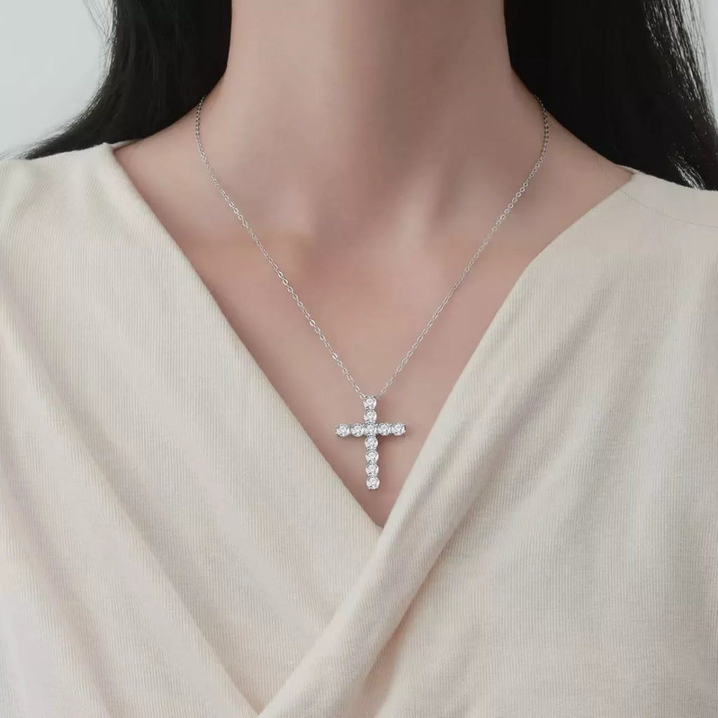 925 Sterling Silver Cross Pendant Necklace - Girly Tea