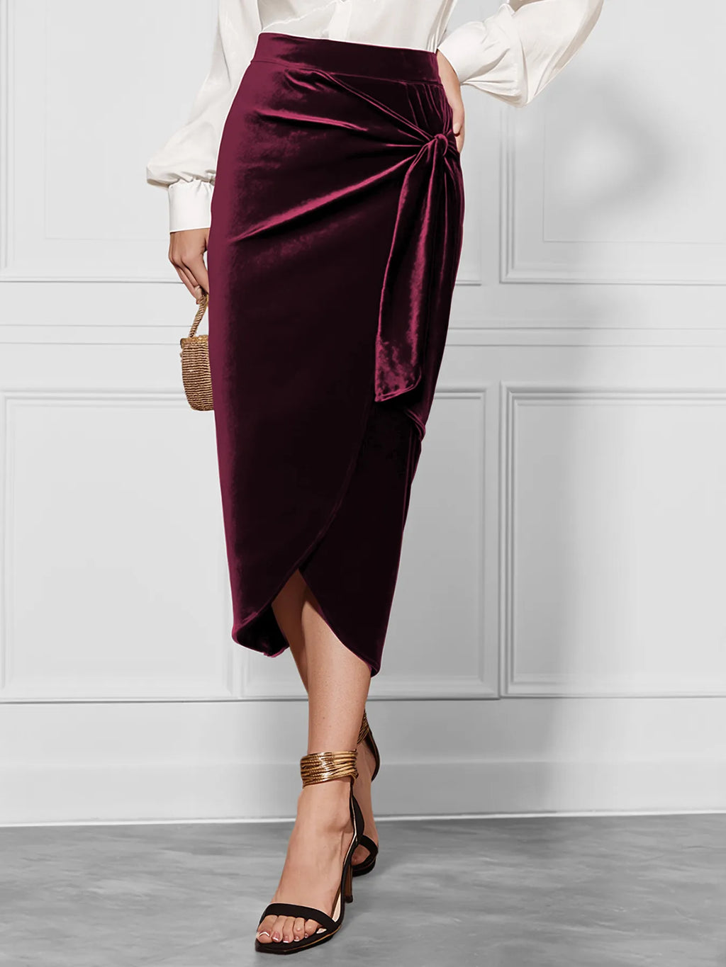Side Tied Velvet Skirt - Girly Tea