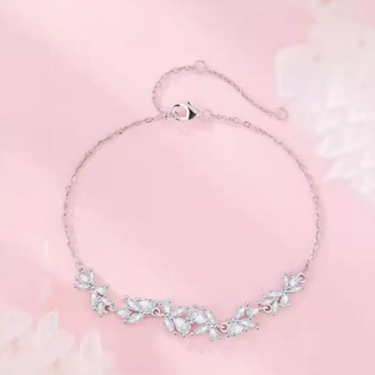 925 Sterling Silver Zircon Wisteria Bracelet - Girly Tea