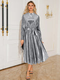 Tie Waist Long Sleeve Midi Dress - Girly Tea