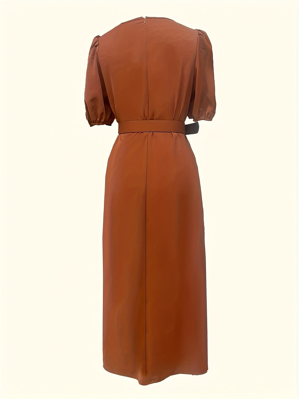 Belted Puff Sleeve Midi Dress - Girly Tea