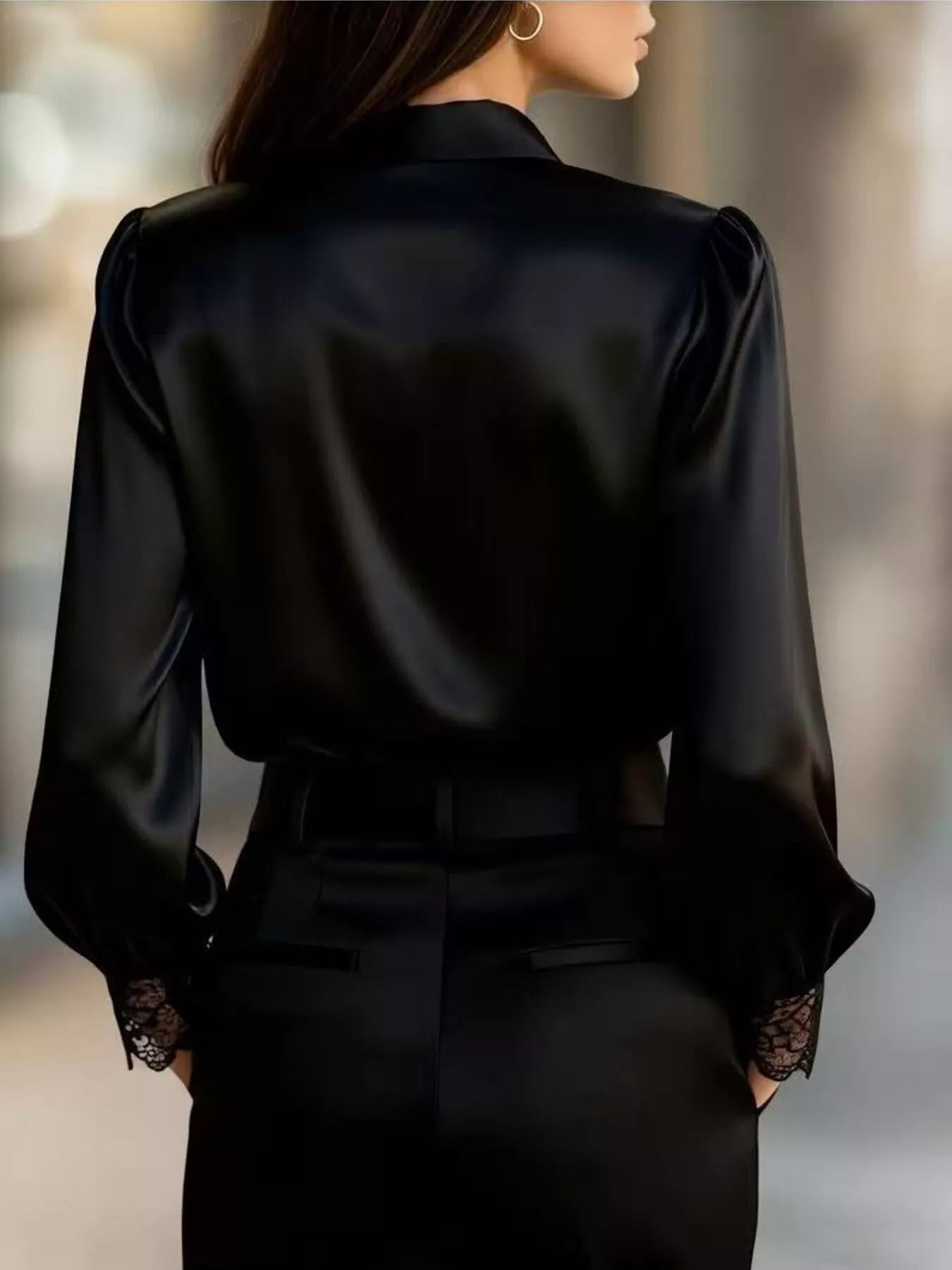 Lace Detail Long Sleeve Shirt - Girly Tea