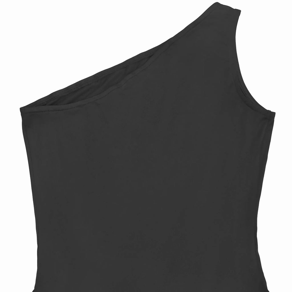 Ruched One-Shoulder Maxi Dress - Girly Tea
