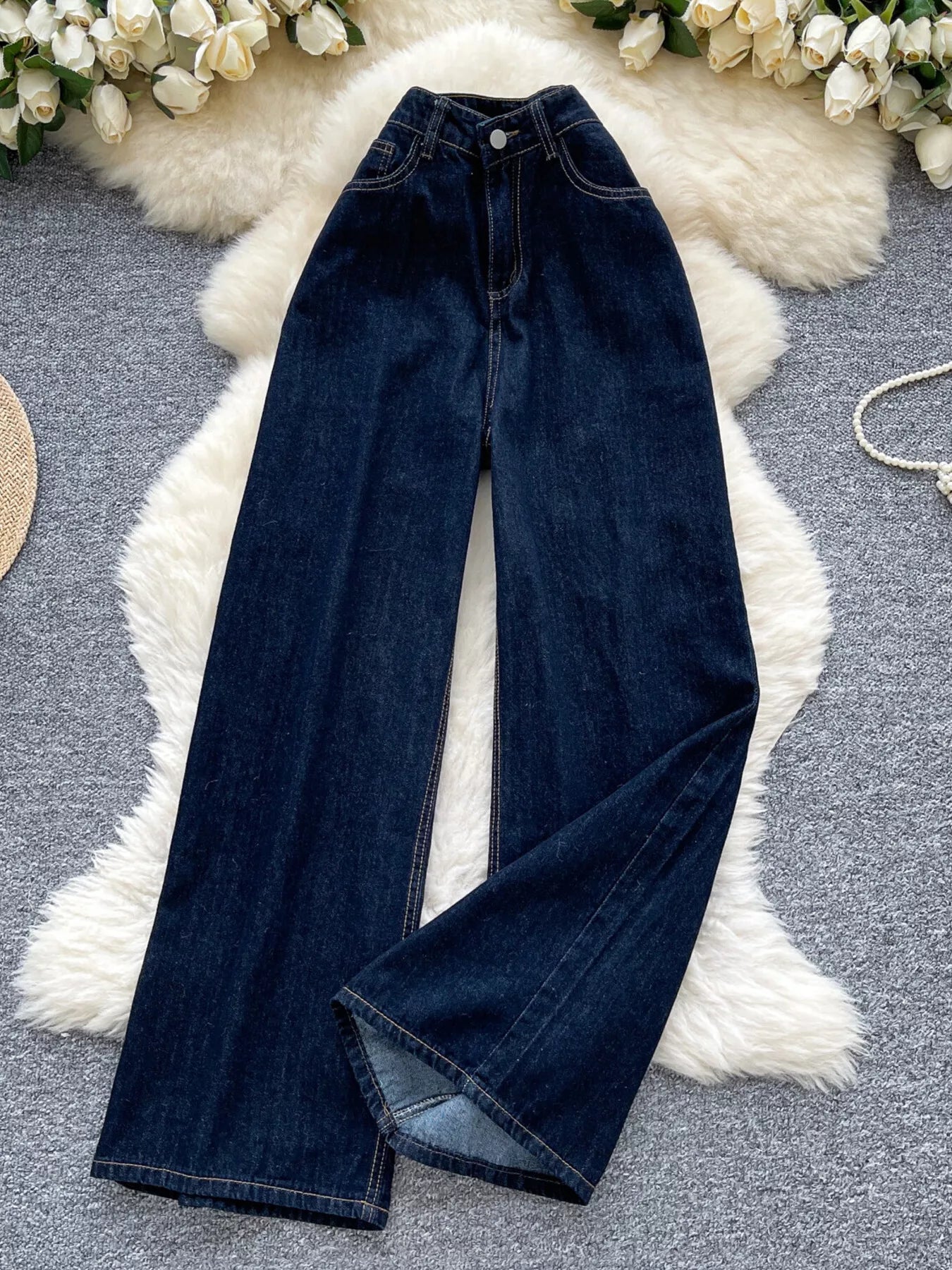 High Waist Wide Leg Jeans - Girly Tea