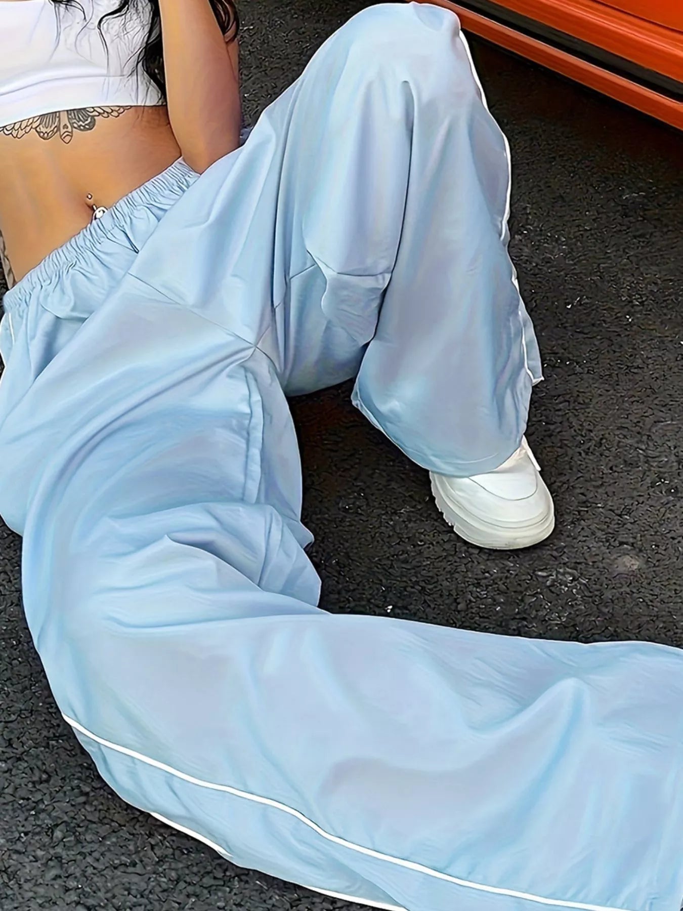 Elastic Waist Wide Leg Pants - Girly Tea